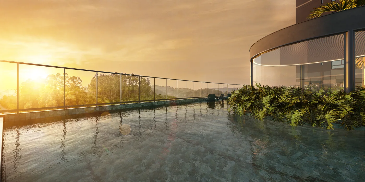 Piscina panorâmica com raia de 25 metros