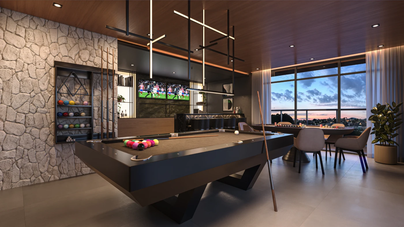 Sports bar no rooftop do Art Design Residence