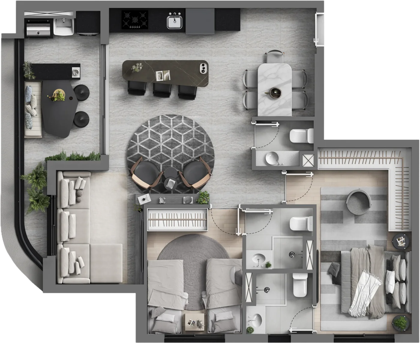 Planta 79m² ampliado · Art Design Residence
