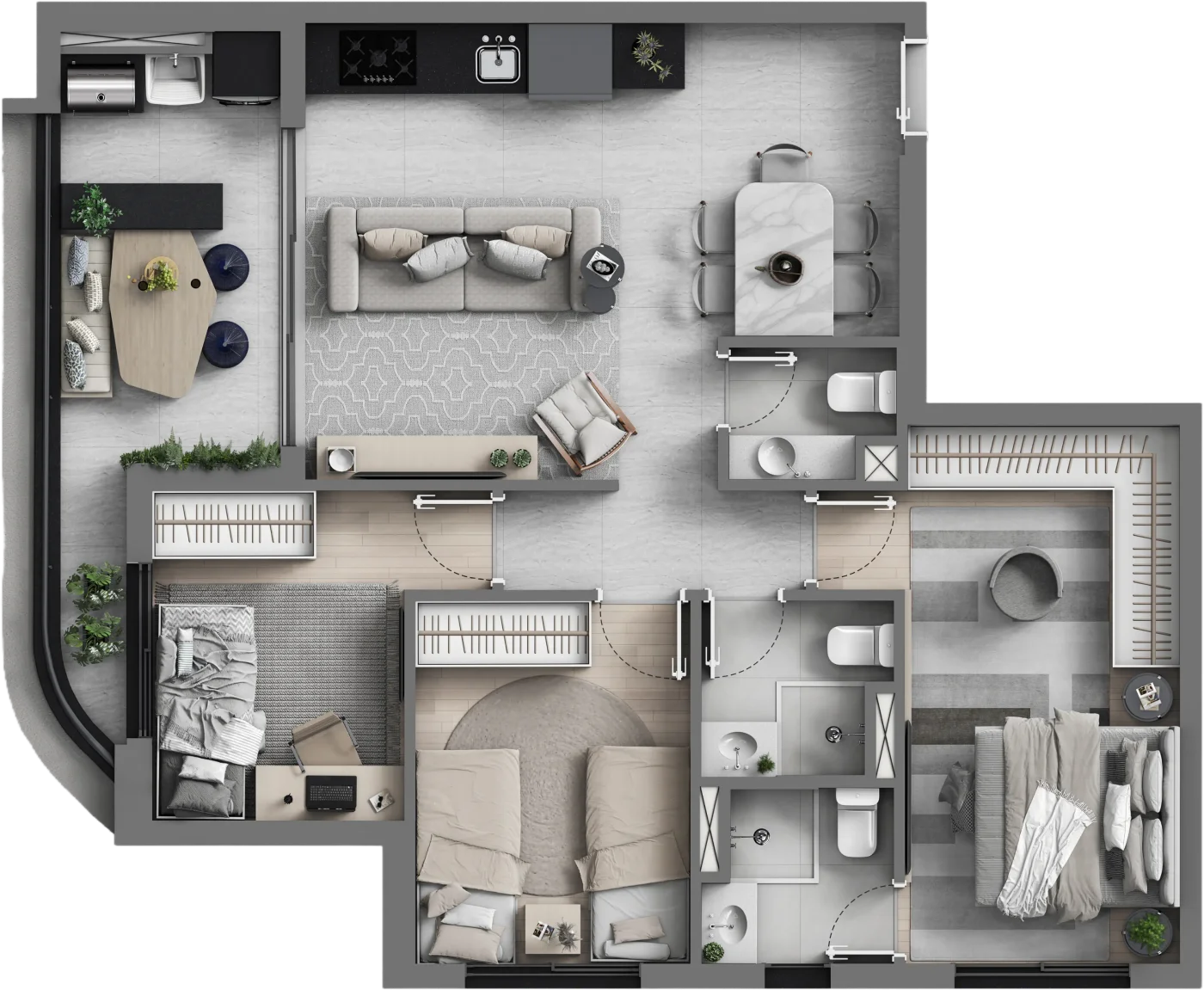 Planta 79m² padrão · Art Design Residence
