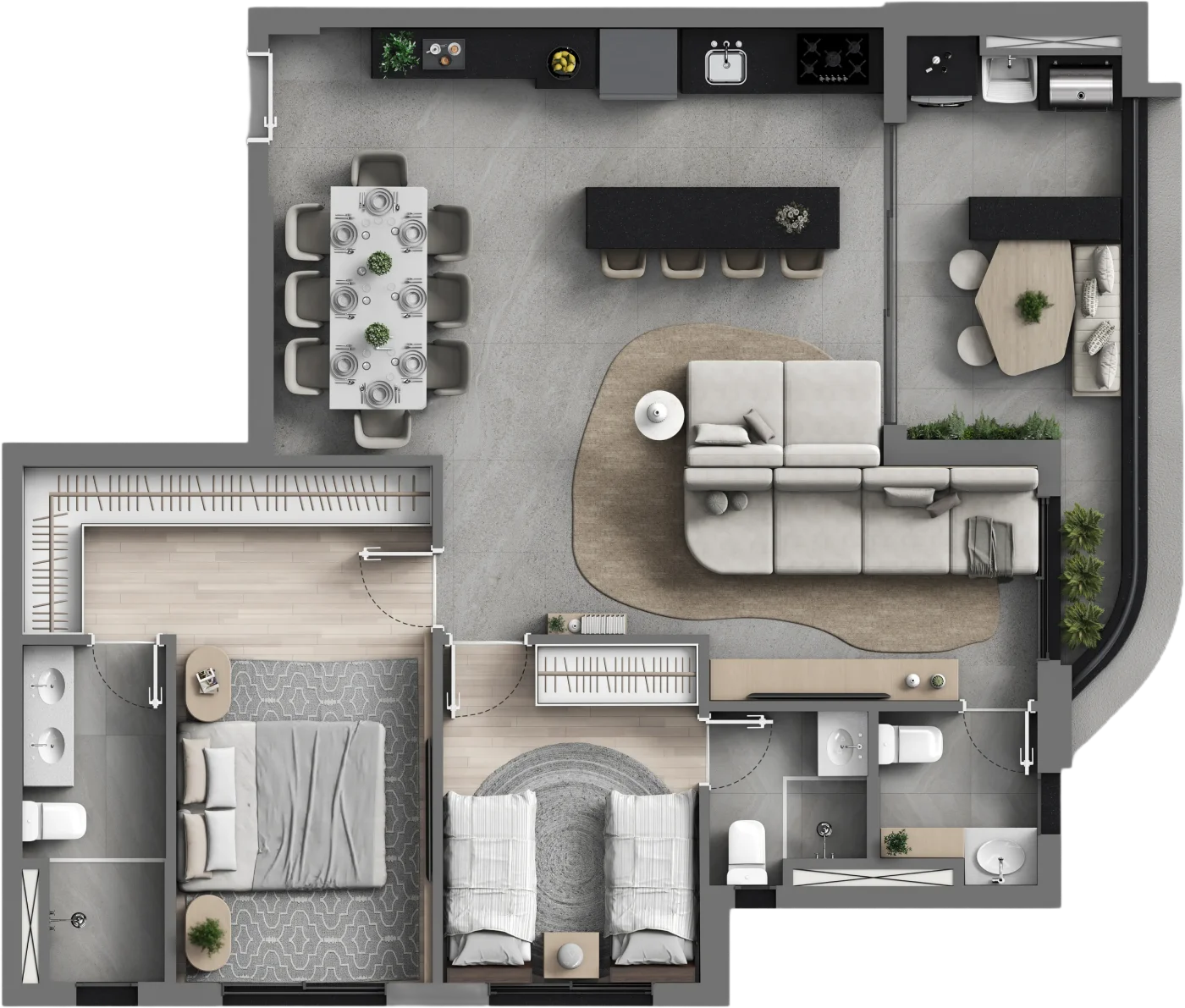 Planta 90m² ampliado · Art Design Residence